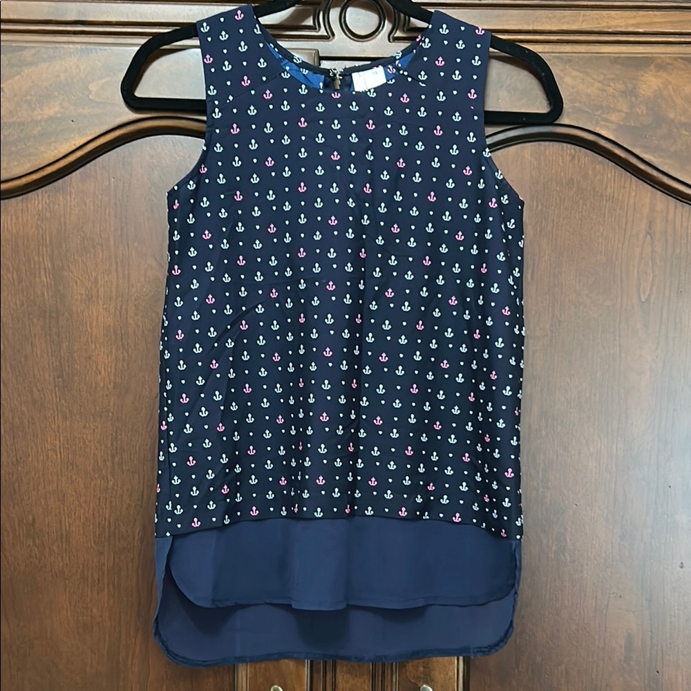 Girls Anchor Print Sleeveless Top